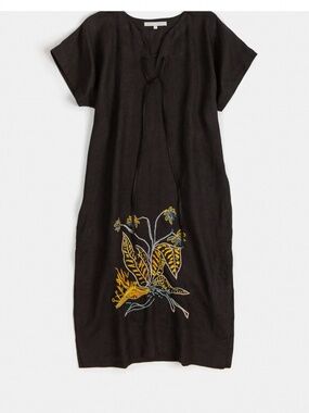 GIRARD EMBROIDERED LINEN CAFTAN IN BLOOM Size 1  New